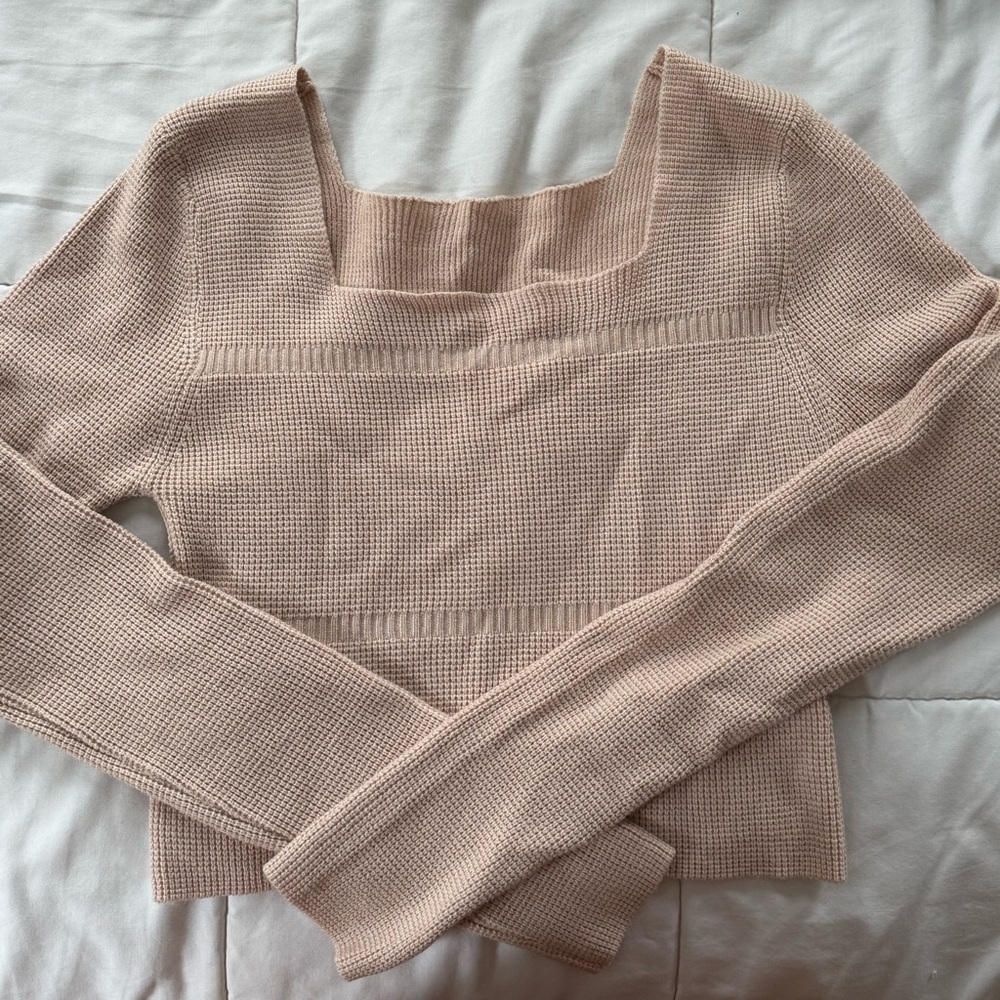 Women's Square Neck Sweater - Pink
